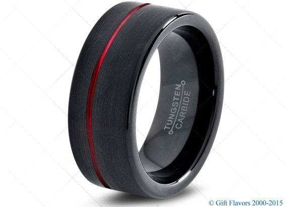 Mariage - Black Tungsten Ring, Red Men Tungsten Rings, Red Wedding Bands, Red Mens Wedding Band, Red Men Wedding Band, Red Men Women Ring