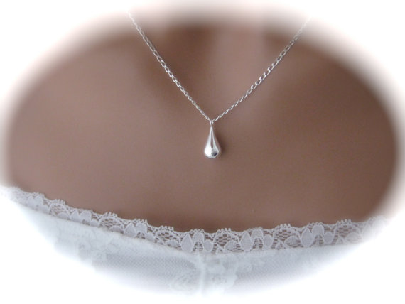 زفاف - Sterling Silver Necklace Jewelry Teardrop Pendant Necklace Bridesmaid Gifts