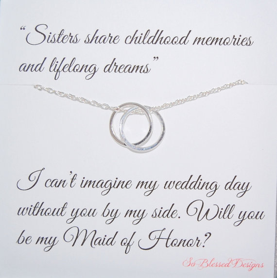 زفاف - Maid of Honor SISTER gift, Inseparable Rings, sister jewelry, Sister card, Meaningful jewelry, wedding jewelry