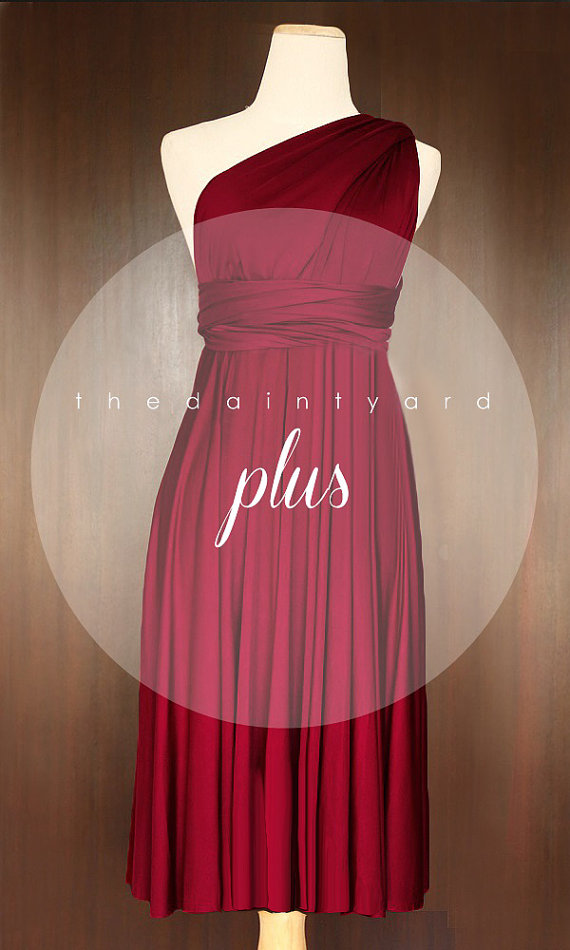 Hochzeit - PLUS SIZE Short Straight Hem Wine red Infinity Dress Convertible Dress Multiway Dress Bridesmaid Dresses Plus Size Dress Prom Dress Cocktail