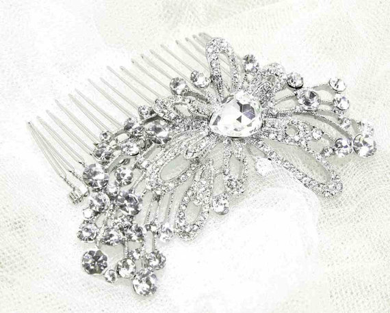 Hochzeit - Bridal rhinestone hair comb,Crystal wedding head comb, Bridal hair accessories, Wedding hair comb,Floral hair comb,Bridal veil hair comb