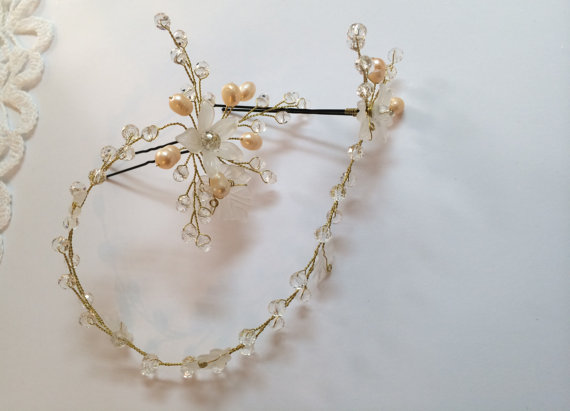 Mariage - Pearl bridal headpiece, wedding headpiece, bridal hair accessories, hair jewelry bridal, bridal head piece, wedding head piece