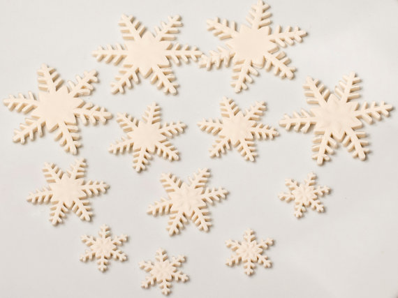 زفاف - Fondant snowflakes (Set of 12)