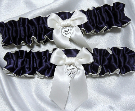 Hochzeit - Wedding Party Gift Garter - Custom Colors - Choice of  Charm - Maid Of Honor - Bridesmaid - Matron Of Honor