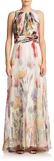 Wedding - Badgley Mischka Floral-Print Silk Organza Gown