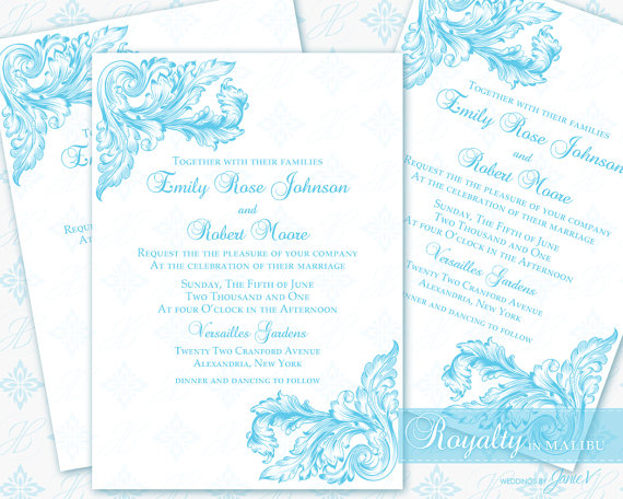 Свадьба - Wedding Invitation Printable Template 