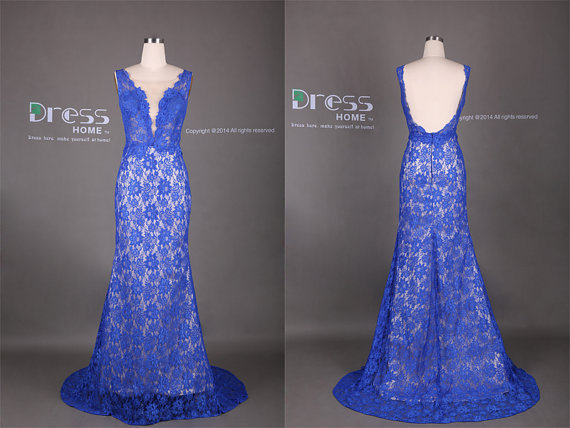 royal blue lace wedding dress