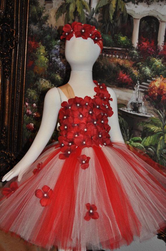 Mariage - Special Occasion Dress,Red  Flower Girl Dress, Girls Red Dress, Infant Red Dress,Red Toddler Dress, Red Ivory Dress, Baby Tutu Dress