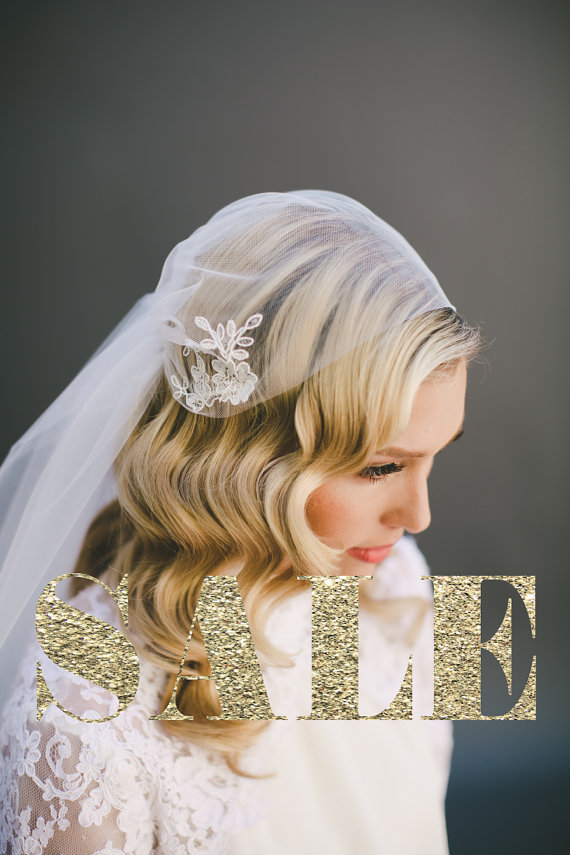 زفاف - Lace Veil, Juliet Cap Veil, Bridal Veil, Wedding Veil, Alencon Lace, Kate Moss Veil, Champagne Veil, Cathedral, 1920's Veil, Style 1513-BIT