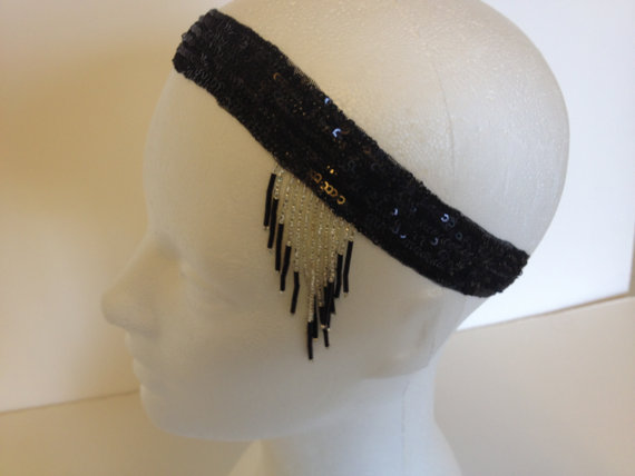 Hochzeit - GREAT GATSBY Hair accessories, Great Gatsby Dress Headband, Silver beading Fascinator, Charleston Dress Headpiece