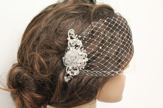 Hochzeit - Wedding Hair Accessories Bridal Hair Jewelry Wedding Birdcage Veil Bridal Headpieces Wedding Veil Bridal Hair Accessories Wedding hair Combs