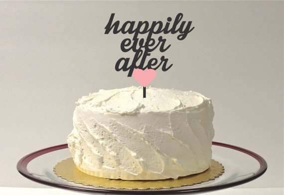 زفاف - Wedding Cake Topper Happily Ever After With Heart Color Choice Wedding Cake Topper Bride and Groom Wedding Topper