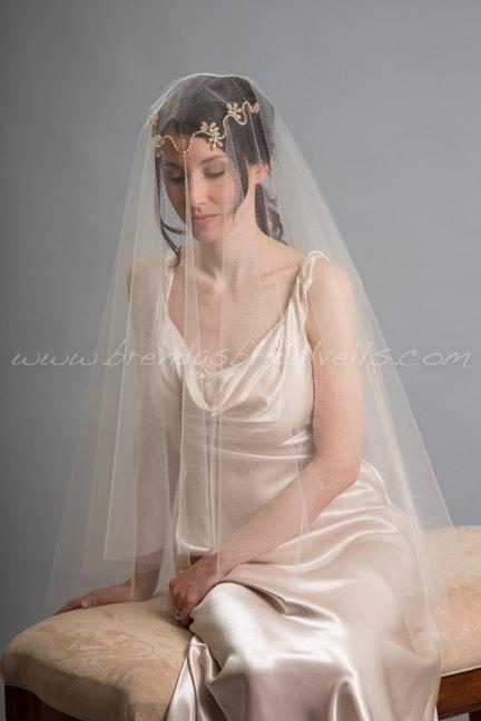 Свадьба - Bridal Veil Set, Drop Veil with Rhinestone Bohemian Style Headpiece, Wedding Veil, Wedding Headband