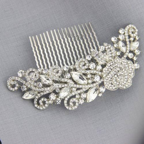 Wedding - 2015 New Design Flower Rhinestone Bridal Hair Comb Clip Pin Pieces Wedding Austrian Crystal Flora Accessories Jewelry Bride Headpiece