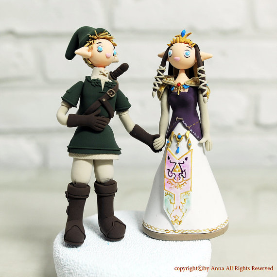 زفاف - Custom Cake Topper -Link and Princess Zelda from The Legend of Zelda-