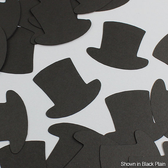 Wedding - Top Hat Confetti Large - Pack of 35 Pieces - Glitter, Pearl, or Plain Jumbo Confetti, New Years Confetti, Table Decoration
