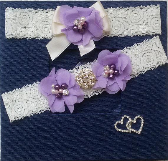 زفاف - Wedding leg garter, Wedding accessoaries, Bridal accessoary, Lilac wedding garter, Chiffon Flower Rhinestone Lace Garters