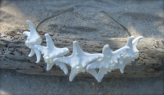 زفاف - Beach Wedding Starfish Crown Headband-STARFISH SPLENDOR-Destination Weddings, Beach Weddings, Bridal Hair Crown, Starfish Headband, Mermaids