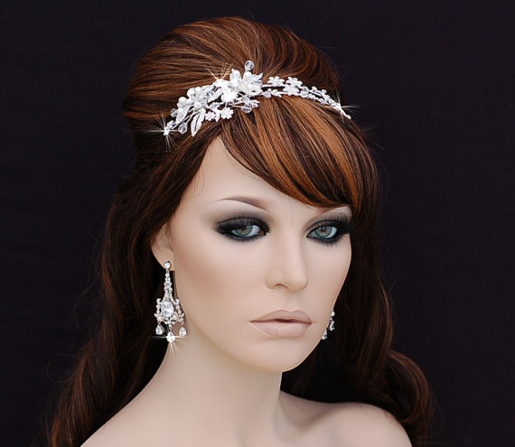 Wedding - Crystal Headband , Bridal Headpiece , Bridal Hair Accessory , Wedding Headband , Swarovski Crystal Bachelorette Headband