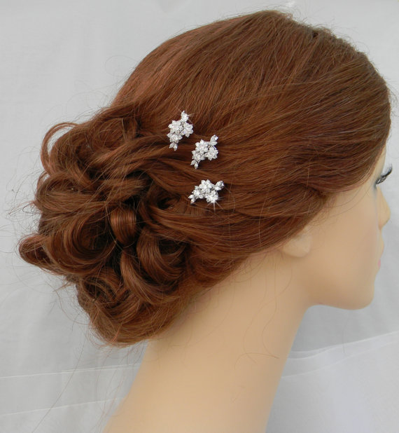 Mariage - Bridal Hair pins, Rose Gold Wedding Hair clip, Gold, Vintage style hairpins, Swarovski crystal hair comb, Rhinestone, Piper Hair Pins