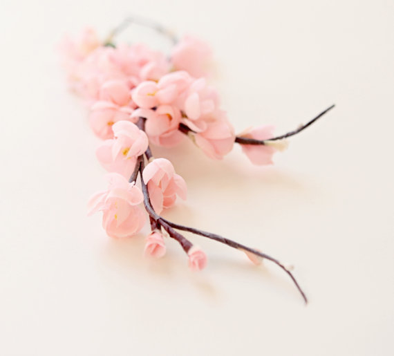 Wedding - Pink flower clip, Cherry Blossom Hair Clip, Bridesmaid headpiece, Bridesmaid hair clip, bridal hair accessory, Pink floral clip - BLOSSOM