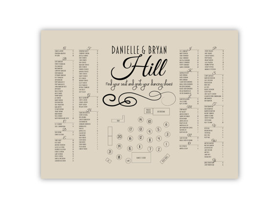 Hochzeit - Wedding Seating Chart with TableLayout. Printable File