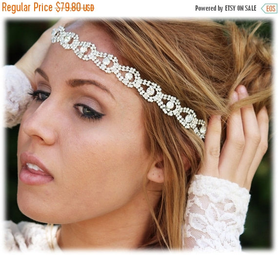 Hochzeit - Bridal hair accessory, bridal headband, Bohemian rhinestone headband, Crystal headband, wedding hair accessory
