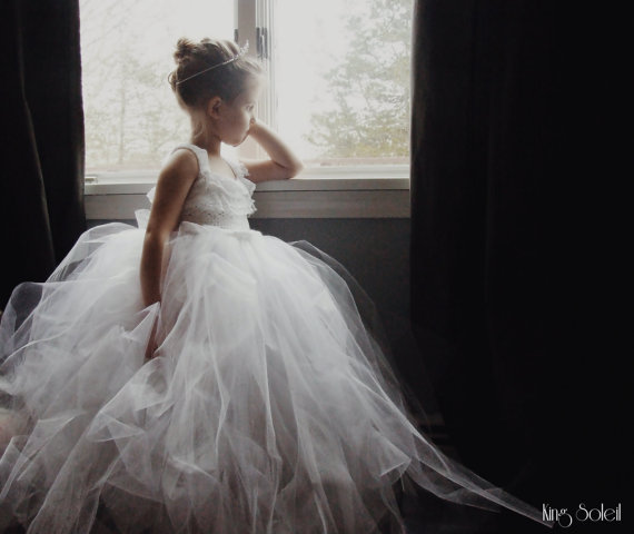 Hochzeit - PRE-ORDER Queen Anne's Lace White Tulle Flower Girl Dress