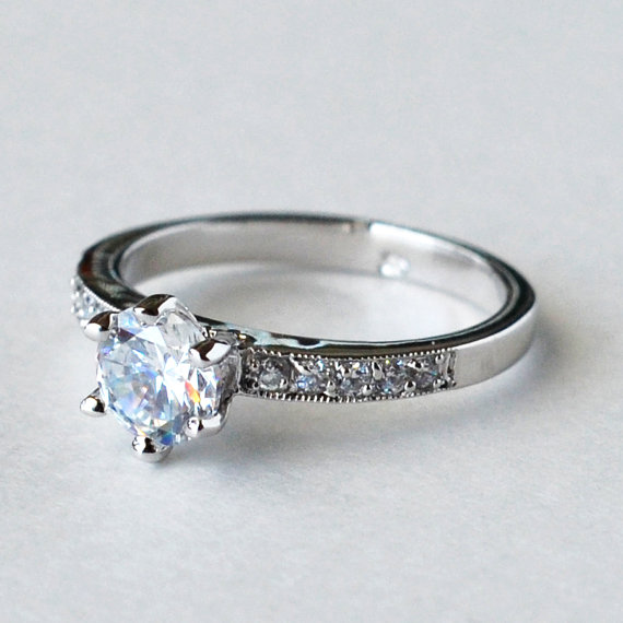 Hochzeit - cz ring, cz wedding ring, cz engagement ring, cubic zirconia engagement ring, solitaire engagement ring, size 5 6 7 8 9 10 - MC1074921AZ