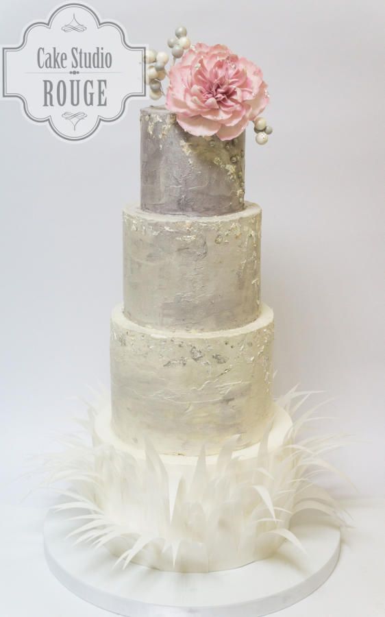 زفاف - Gray Rustic Buttercream Wedding Cake