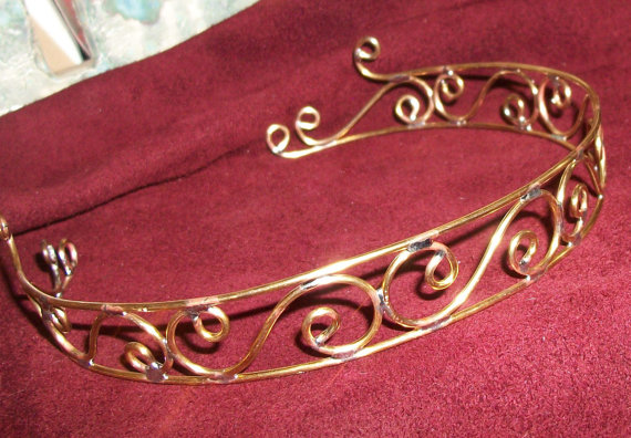 زفاف - Brass Handmade Captured Swirls Tiara Crown
