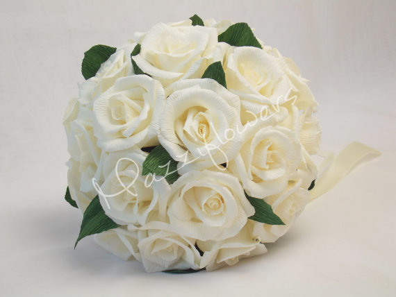 Mariage - Bridal bouquet,bridesmaids bouquet,wedding bouqet, paper flower bouquet,flower paper wedding,bridal roses paper flower,bouqet paper flower,