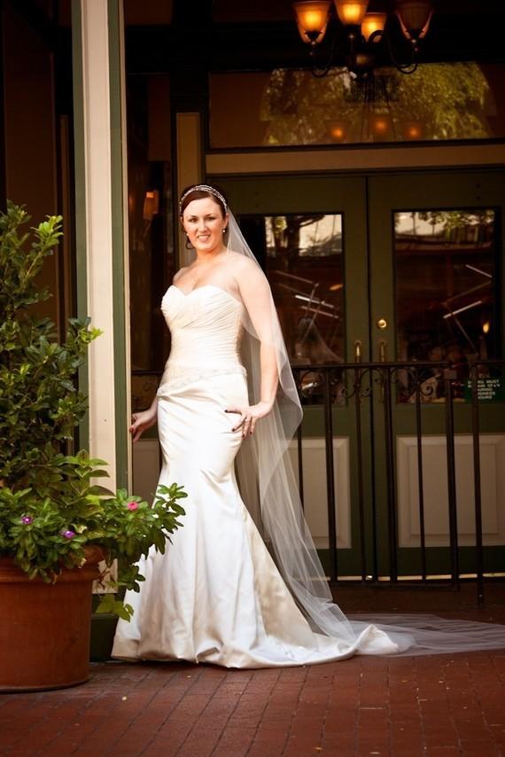 زفاف - Cascading chapel single layer  custom bride veil white, ivory or diamond