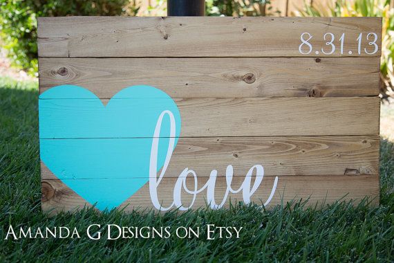 Wedding - Guest Book Wood Sign With Hand Painted Wrap Around Heart, Guest Book Alternative