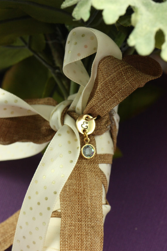 Свадьба - SALE - Personalized Bouquet Charm - Wedding Bouquet - Gold Bouquet Charm - Custom Birthstone - Gift for Bride - Wedding - Bridal Gift