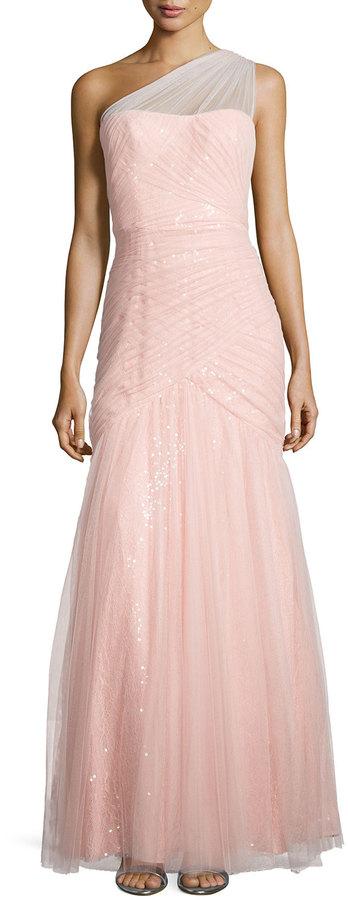 ml monique lhuillier one shoulder gown
