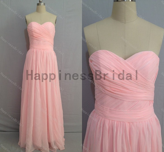 زفاف - Pink sweetheart chiffon prom dress with pleated,prom dress,pink chiffon prom dress,long evening dress,real formal dress .hot sales dress
