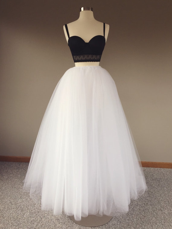 Wedding - Floor length tulle skirt, white tulle skirt, adult tulle skirt, ANY COLOR