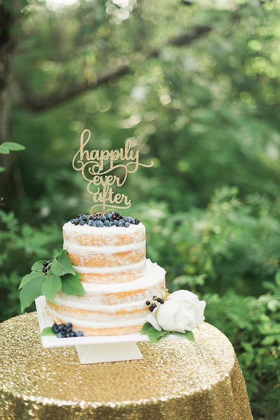 Свадьба - Glitter "happily ever after" Cake Topper - Wedding Cake Topper - Bridal Shower Cake Topper