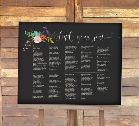 Wedding Seating Sign With Alphabetical Table Chart For ...