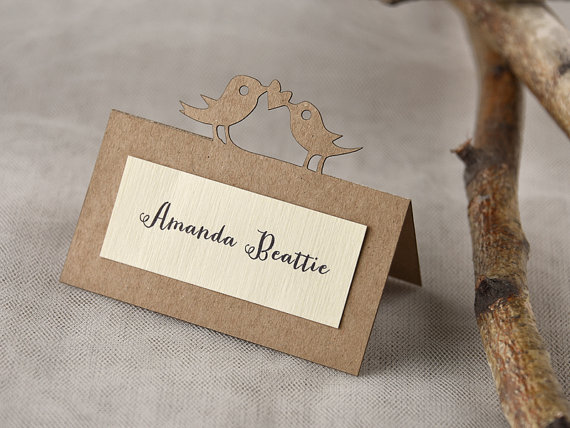Свадьба - Custom listing (20) Birds  Place Cards, Tented Place Cards, Escort Card, Name Card, eco recycled Place Cards, Twine Escort Card
