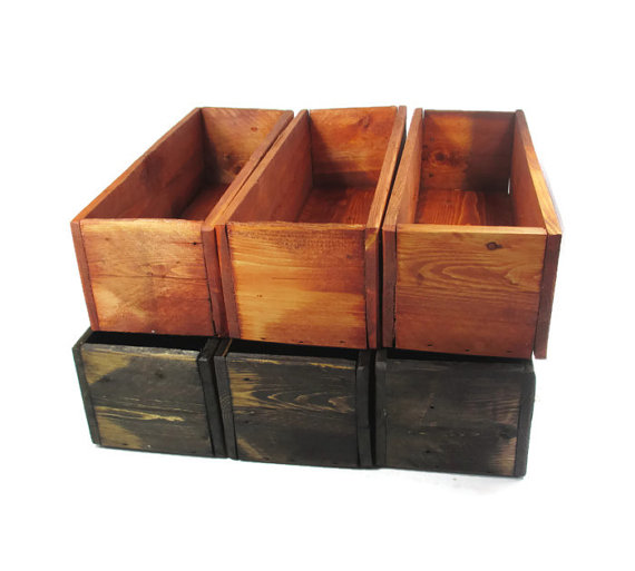 Mariage - Wedding Table Decor -  6 Wood Centerpiece Boxes - Reclaimed Wood Box