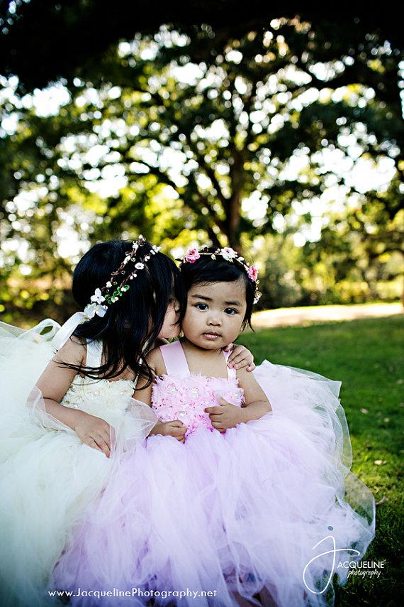 زفاف - Twinis Bday Tutus Baby pink Ivory/White Flower Girl Dress Tulle Dress Wedding Dress Toddler Tutu Dress 1t 2t 3t 4t 5t Morden Wedding