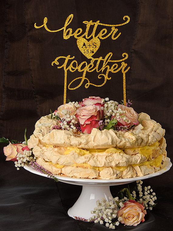 Wedding - Wedding Gold Cake Topper, Custom Cake Topper Gold, Glitter Cake Topper, Monogram Topper, Initials Cake Topper Wedding, Model no: 15/gltt/CT