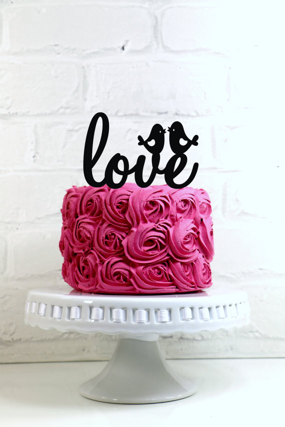 Hochzeit - Love Birds Wedding Cake Topper or Sign