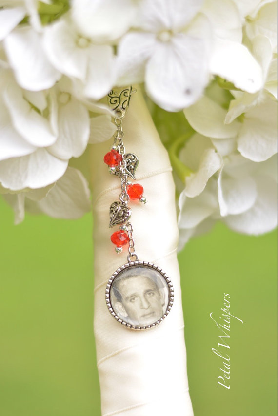 Wedding - Red Bridal Bouquet Charm -Wedding Memorial Photo Charm - Bridal Bouquet Photo Charm - Bridal Accessories - Bridal Gift - Picture Charm