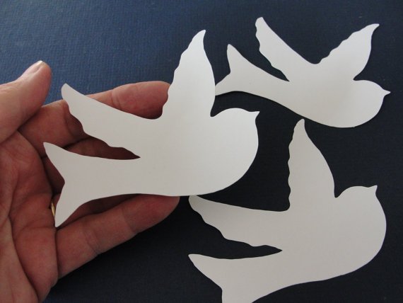 زفاف - Wedding Doves Large 3.75 inch White Card Stock Doves Wedding Birds Paper Cut Outs Die Cuts Scrapbook Wish Tags Wedding Decoration Set of 25