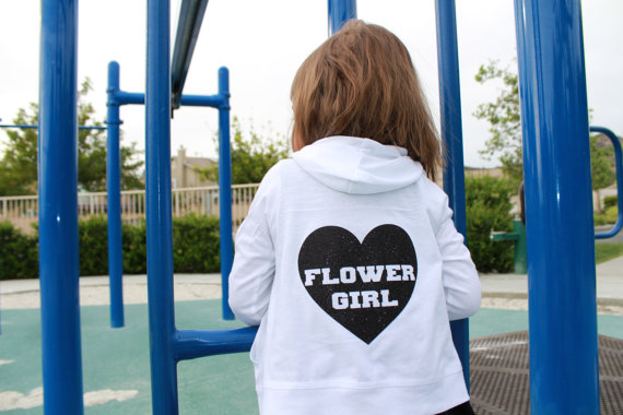 Hochzeit - Flower Girl Gift, Junior Bridesmaid Hoodie, Flower Girl Hoodie, Matching Bride Hoodie, Flower Girl Sweater sweatshirt Toddler jacket