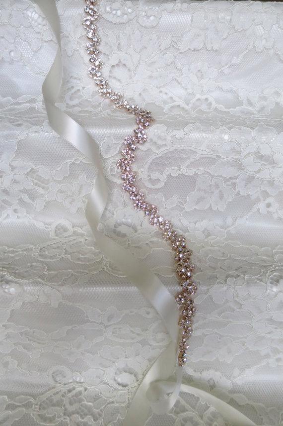 زفاف - Rose Gold Crystal Rhinestone Bridal Sash,Rose Gold Sash,Wedding sash,Bridal Accessories,Bridal Belt,Style # 11