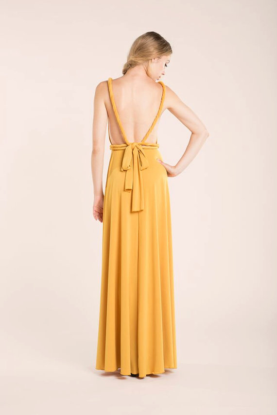 Mariage - Mustard Party Dress, Backless Cocktail Dress, Mustard Bridesmaid Dress, Mustard Prom Dress, Backless Cocktail Dress, Homecoming Night Dress